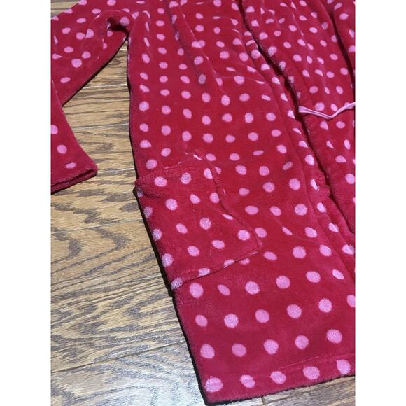 Flirtitude Women's Red Polka Dot Soft Comfy Long Sleeve Bathrobe, Size Medium - Picture 2 of 4
